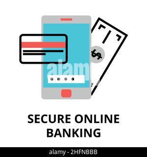 Modern flat design vector illustration, secure online banking icon, for graphic and web design Stock Vector