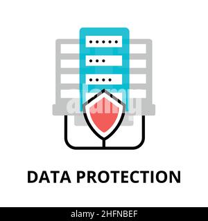 Modern flat design vector illustration, data protection icon, for graphic and web design Stock Vector
