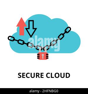 Modern flat design vector illustration, secure cloud icon, for graphic and web design Stock Vector