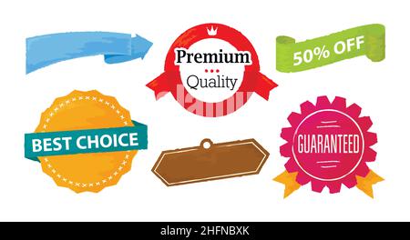 Set of sale and advertistment labels in watercolor style, vector illustration for graphic and web design Stock Vector