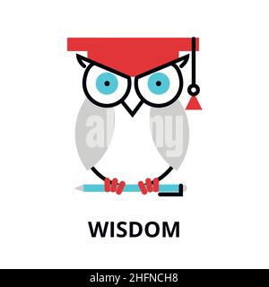 Wisdom icon, flat thin line vector illustration, for graphic and web design Stock Vector