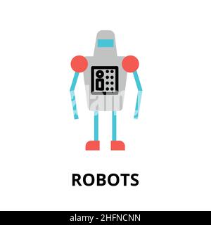 Modern flat editable vector line icon of future technology - robots, for graphic and web design Stock Vector