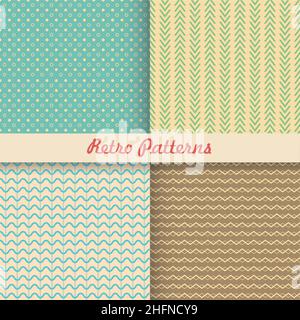 Set of retro patterns, vector illustration, for web and graphic design Stock Vector