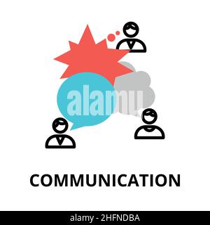 Modern flat thin line design vector illustration, concept of communication, for graphic and web design Stock Vector
