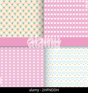 Set of cute patterns, vector illustration, for web and graphic design Stock Vector