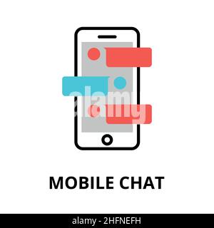 Modern flat editable line design vector illustration, icon of mobile chat concept, for graphic and web design Stock Vector