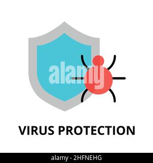Modern flat design vector illustration, virus protection icon, for graphic and web design Stock Vector