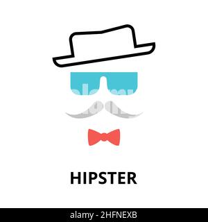 Modern flat thin line design vector illustration, icon of hipster image, for graphic and web design Stock Vector