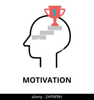 Motivation icon, flat thin line vector illustration, for graphic and web design Stock Vector