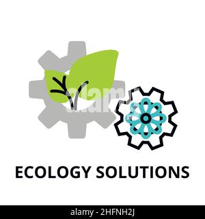Modern flat thin line design icon, vector illustration, infographic concept of ecology solutions, saving nature and alternative energy  for graphic an Stock Vector