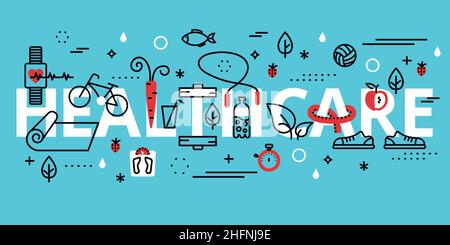 Modern flat editable line design vector illustration, concept of healthy lifestyle - Healthcare, for graphic and web design Stock Vector