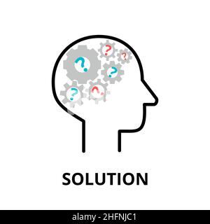 Solution icon, flat thin line vector illustration, for graphic and web design Stock Vector