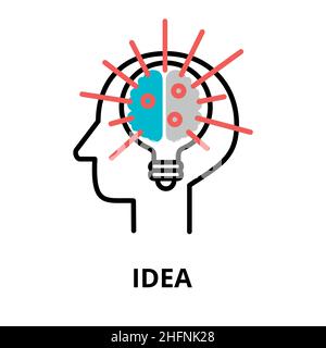 Idea icon, flat thin line vector illustration, for graphic and web design Stock Vector