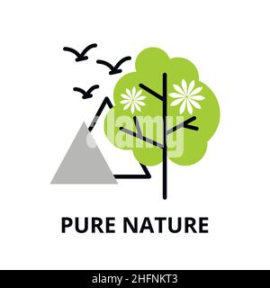 Modern flat thin line design icon, vector illustration, infographic concept of pure nature and environmental protection for graphic and web design Stock Vector