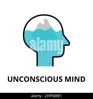 Unconscious Mind icon, flat thin line vector illustration, for graphic and web design Stock Vector