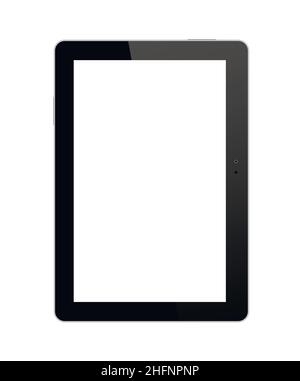 Black tablet PC on white background. Realistic vector illustration, for graphic and web design Stock Vector