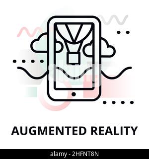 Abstract icon of future technology - augmented reality on color geometric shapes background, for graphic and web design Stock Vector