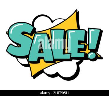 Sale! speech bubble in retro style. Vector illustration isolated on white background Stock Vector