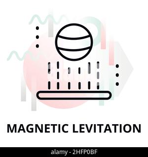 Abstract icon of future technology - magnetic levitation on color geometric shapes background, for graphic and web design Stock Vector