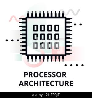 Abstract icon of future technology - processor architecture on color geometric shapes background, for graphic and web design Stock Vector