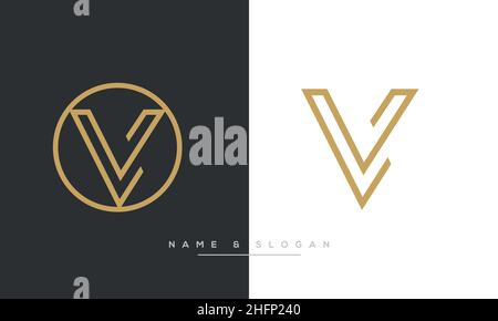 Modern abstract letter LV, VL logo design. Minimal LV, VL initial based icon vector Stock Vector