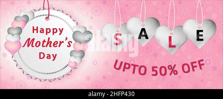Happy Mother's Day Sale Banner Online Shopping Concept Editable Vector Illustration for marketing, advertising, and promotion Stock Vector
