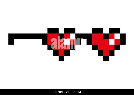 Hearts pixel glasses meme. Happy Valentine day Stock Vector