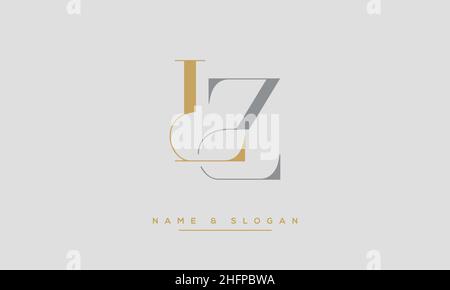 Modern abstract letter LZ, ZL logo design. Minimal LZ, UZ initial based icon vector Stock Vector
