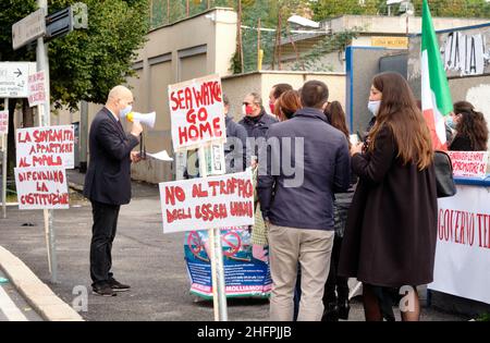 Mauro Scrobogna /LaPresse October 17, 2020  Rome, Italy News Immigration - Initiative against German NGO rescue ships In the photo: The initiative of Admiral Nicola De Felice, until December 2018 commander of Marisicilia (Sicily Maritime Command) who opposes the landings in Italy of coscoorsi immigrants from ships flying foreign flags Stock Photo