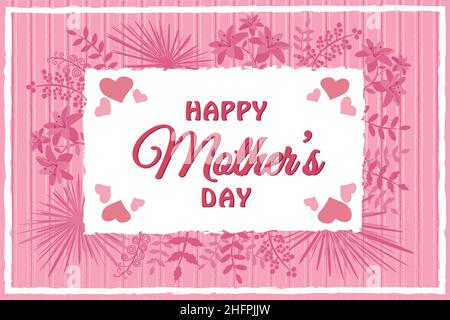 Happy Mother's Day Floral Handwriting Greeting Card Flyer Banner Poster Stock Vector