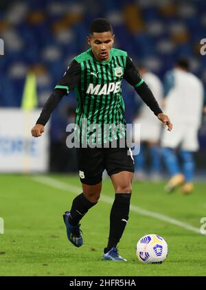 Alessandro Garofalo/LaPresse November 01, 2020 Naples, Italy sport soccer Napoli vs Sassuolo - Italian Football Championship League A TIM 2020/2021 - San Paolo stadium. In the pic: Rogerio Sassuolo Stock Photo