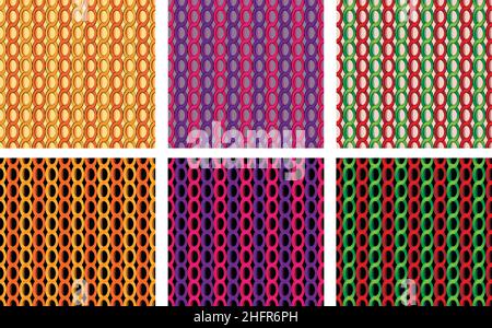 Chain like seamless abstract and geometric sketch and 3D patterns Stock Vector