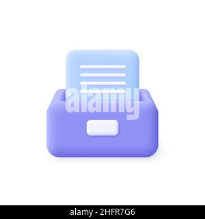 Archive storage, archive folders. 3d vector icon. Cartoon minimal style. Stock Vector