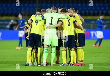 LaPresse - Jennifer Lorenzini 18 November 2020 Pisa (Italy) Sport Soccer Italia Under 21-Svezia Under 21 Qualifications Euro Under 21 2021 - &quot;Arena Garibaldi&quot; Stadium In the pic: Svezia team Stock Photo