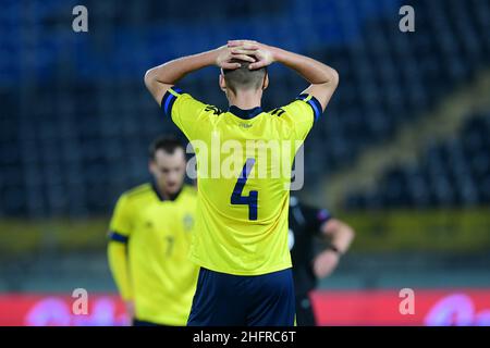 LaPresse - Jennifer Lorenzini 18 November 2020 Pisa (Italy) Sport Soccer Italia Under 21-Svezia Under 21 Qualifications Euro Under 21 2021 - &quot;Arena Garibaldi&quot; Stadium In the pic: disappointment of Gustav Henriksson Stock Photo