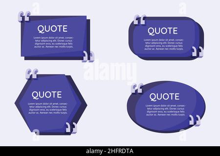 Modern Quote dark theme quote quotation speech comment bubble cloud banner vector set collection Stock Vector
