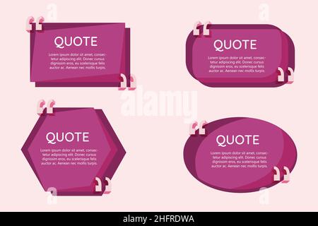 Modern Quote dark theme quote quotation speech comment bubble cloud banner vector set collection Stock Vector