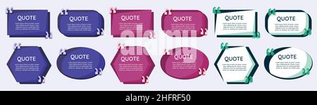 Modern Quote dark theme quote quotation speech comment bubble cloud banner vector set collection Stock Vector