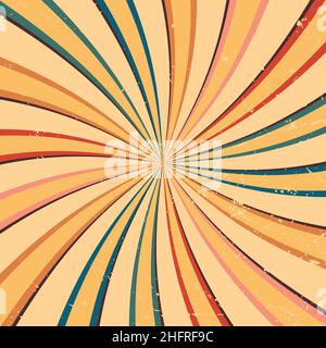 Vintage Sunburst Rainbow Colorful Swirl Texture Retro Style background Stock Vector
