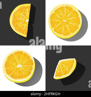 Orange Lemons slice on Check chequered concept creative repeating pattern seamless vector background illustration summer theme Stock Vector