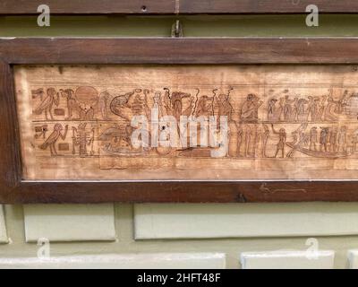 Ancient Egyptian papyri, housed in the Museum of Egyptian Antiquities, Cairo. Stock Photo