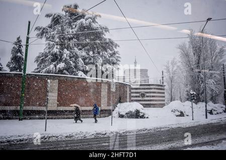 LaPresse - Claudio Furlan December 28, 2020 - Milan(Italy) Snow in Milan Stock Photo