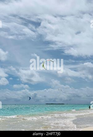 Kitesurfers at Kailua Beach, O'ahu, HI, US, Stock Photo