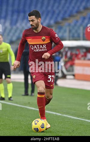 Alfredo Falcone - LaPresse 10/01/2021 Roma (Italy) Sport Soccer Roma - Inter Italian Football Championship League A Tim 2020 2021 - Olimpico Stadium of Roma In the pic:leonardo spinazzola Stock Photo