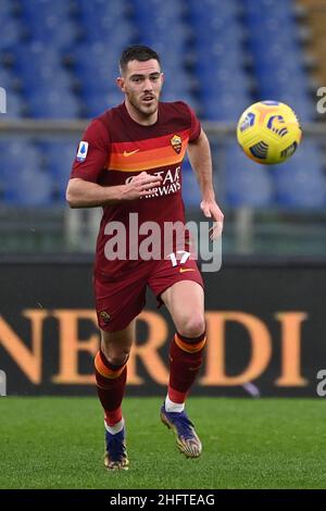 Alfredo Falcone - LaPresse 10/01/2021 Roma (Italy) Sport Soccer Roma - Inter Italian Football Championship League A Tim 2020 2021 - Olimpico Stadium of Roma In the pic:jordan veretout Stock Photo