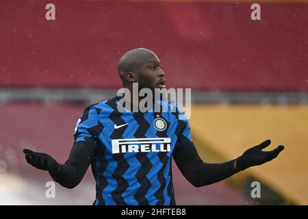 Alfredo Falcone - LaPresse 10/01/2021 Roma (Italy) Sport Soccer Roma - Inter Italian Football Championship League A Tim 2020 2021 - Olimpico Stadium of Roma In the pic:romelu lukaku Stock Photo