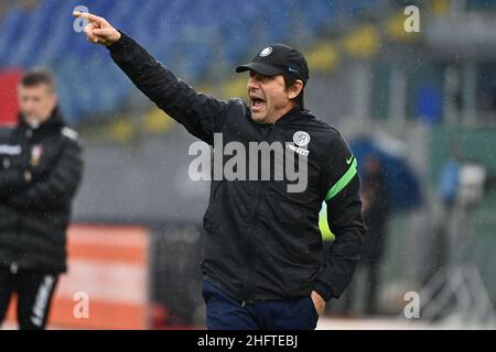 Alfredo Falcone - LaPresse 10/01/2021 Roma (Italy) Sport Soccer Roma - Inter Italian Football Championship League A Tim 2020 2021 - Olimpico Stadium of Roma In the pic:antonio conte Stock Photo