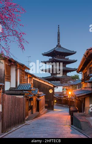 Kyoto, Japan springtime streets in the Higashiyama District. Stock Photo