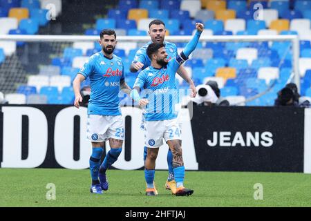 Alessandro Garofalo/LaPresse January 17, 2021 Naples, Italy sport soccer Napoli vs Fiorentina - Italian Football Championship League A TIM 2020/2021 - Diego Armando Maradona stadium. In the pic: Stock Photo