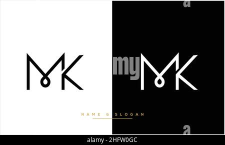 MK, KM Abstract Letters Logo monogram Stock Vector